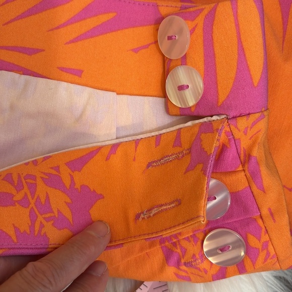 Ella Rafaella | Orange Purple Tropical Tulip Hem Button Pull On Skort Skirt M - Picture 14 of 16